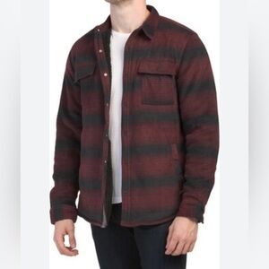 Voyager Shirt Men Plaid Plush Polar Fleece Sherpa Lined Flannel Jacket(RED,L)